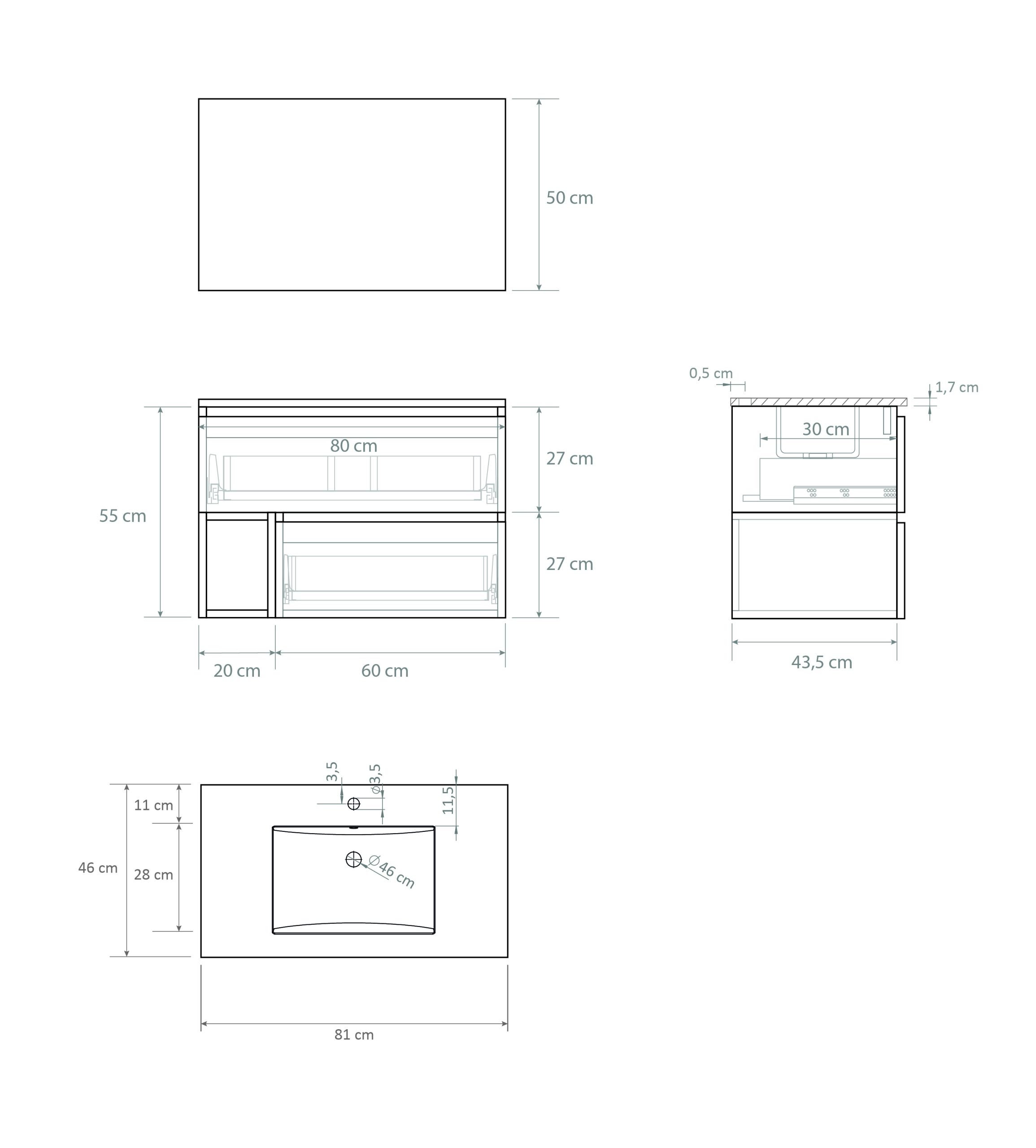 Ensemble de meubles de salle de bain Avantarea LAVARDENS Chêne Bardolino 80 cm + Lavabo + miroir LED - 7