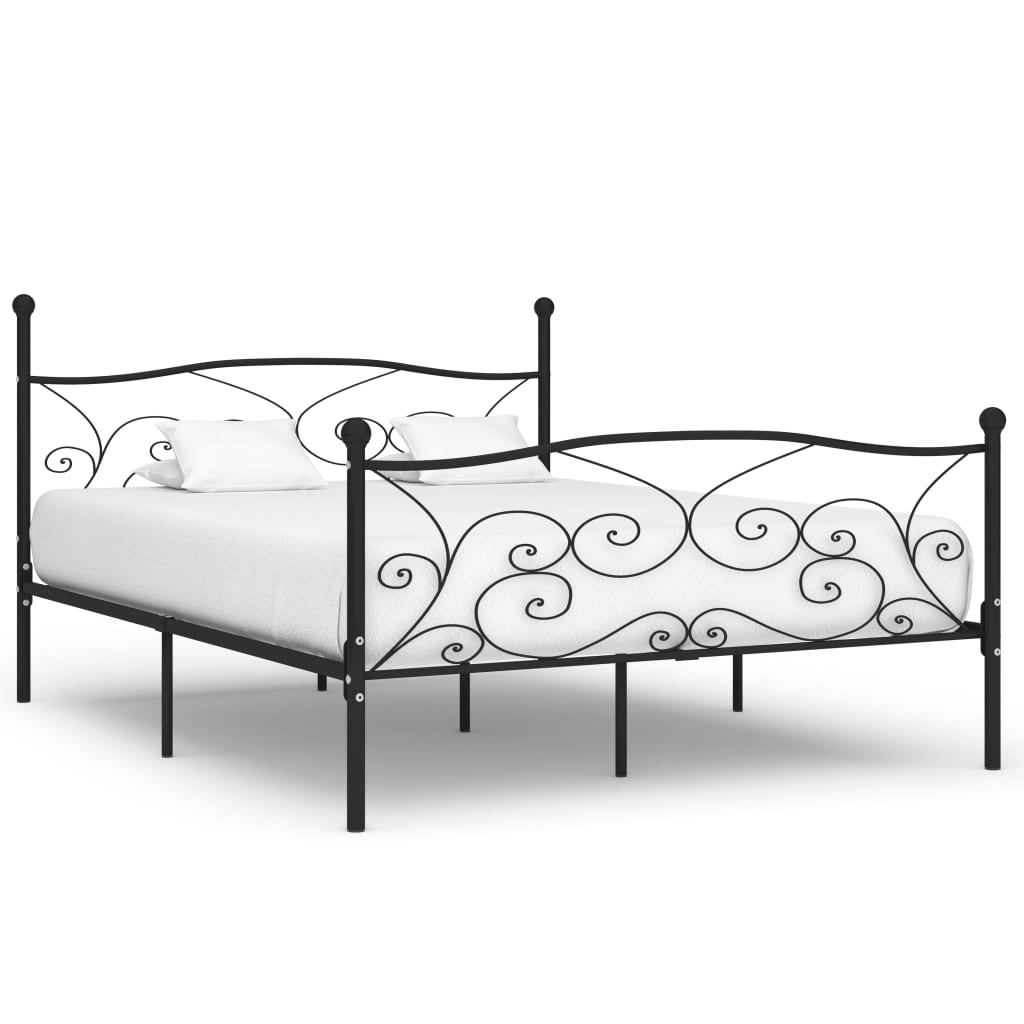 Maison Exclusive - Estrutura de cama com estrado de ripas 200x200 cm metal preto - 6