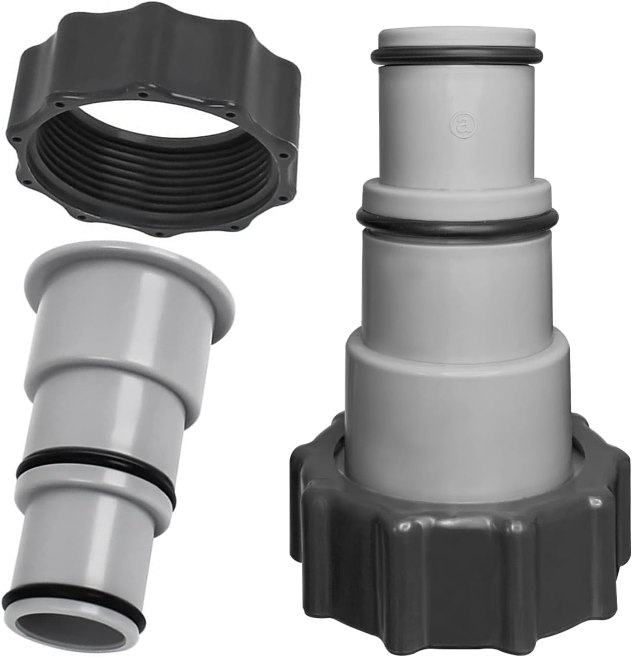 Kit 6 Pièces Adaptateurs Tuyau Piscine Skimmer 1-1/2" - 3 Adaptateurs B 11238 + 3 Connecteurs - Compatible Piscines Hors Sol