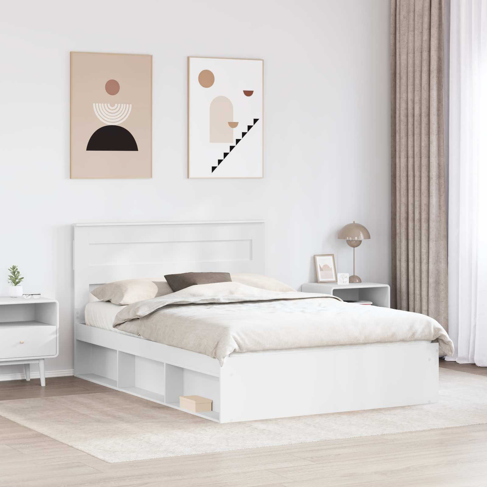 Cadre de lit, blanc, 160 x 200 cm, pin massif - 3