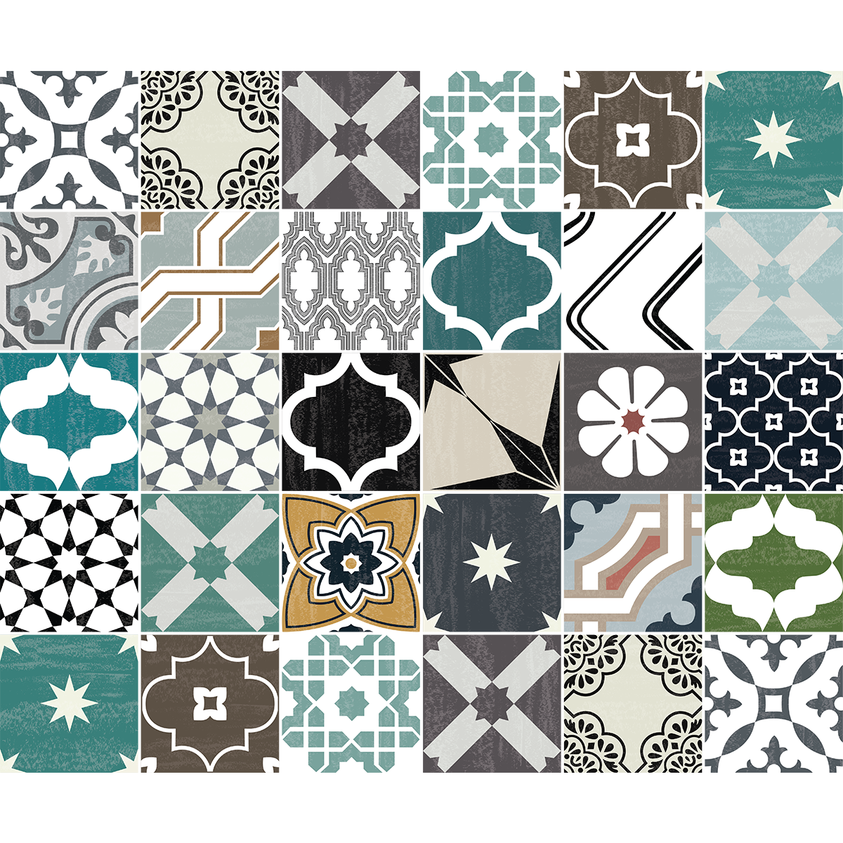 30 vinilos baldosas de cemento ailani - adhesivo de pared - revestimiento sticker mural decorativo - 30stickers15x15cm - 2