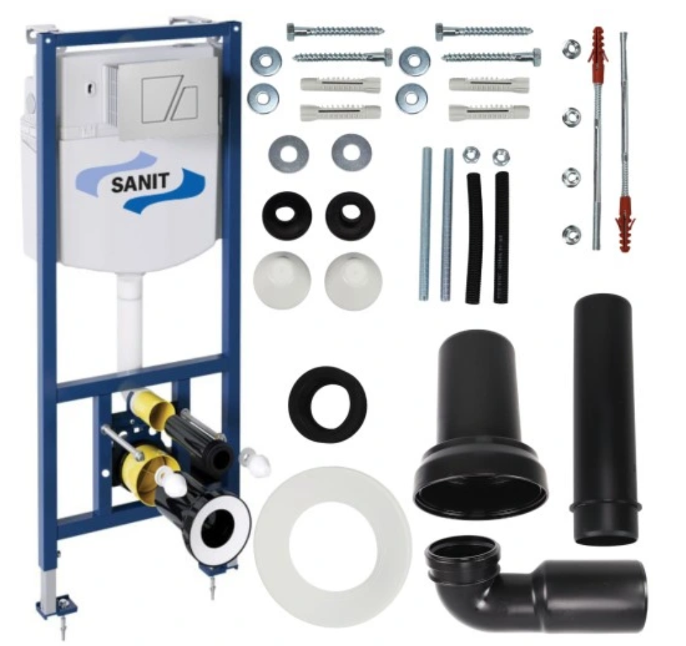 Stelaż WC podtynkowy 112 cm 5w1 spłuczka przycisk chrom – SANIT