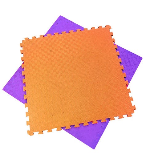 Arquiservi – Tatame Puzzle EVA 100x100x20 mm (Lote 20 unid.) Laranja-Lilás | Reversível e antiderrapante
