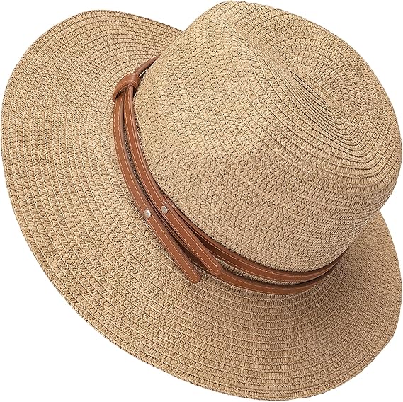 Casque Colonial Chapeau Paille Large Bord Homme Avec Ceinture Cuir - Respirant Anti-Soleil Extérieur