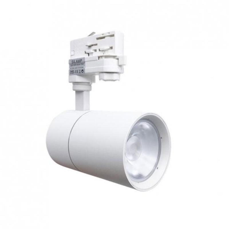 Spot LED sur Rail 30W 80° Triphasé Blanc - Blanc Neutre 4000K - 5500K ...