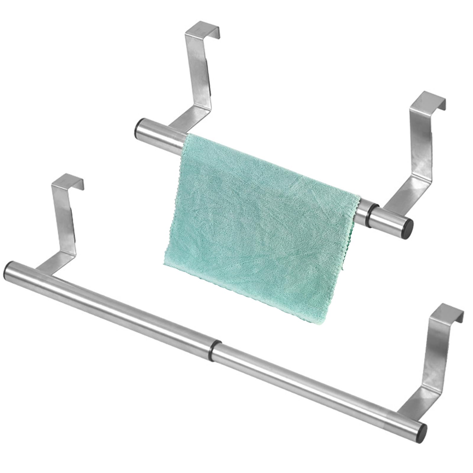 Porte-serviettes Mural 30 cm - 2 Barres - Aluminium - Noir - Fixation Sans Perçage - Bricolage Porte-serviettes Mural 30 cm - 2 Barres - Aluminium - Noir - Fixation Sans Perçage - Bricolage