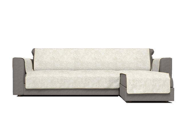 Copridivano antiscivolo penisola DESTRA Glamour, Made in Italy, 190 cm, Panna