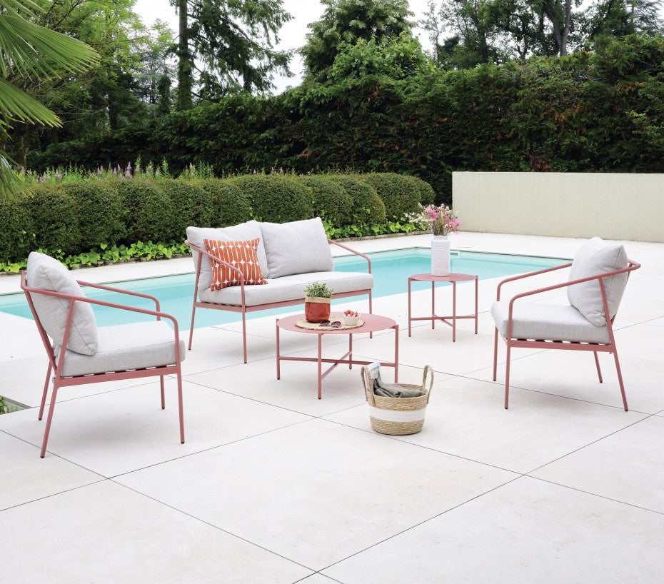 Salon bas de jardin en Métal Rouge 4 personnes - 2