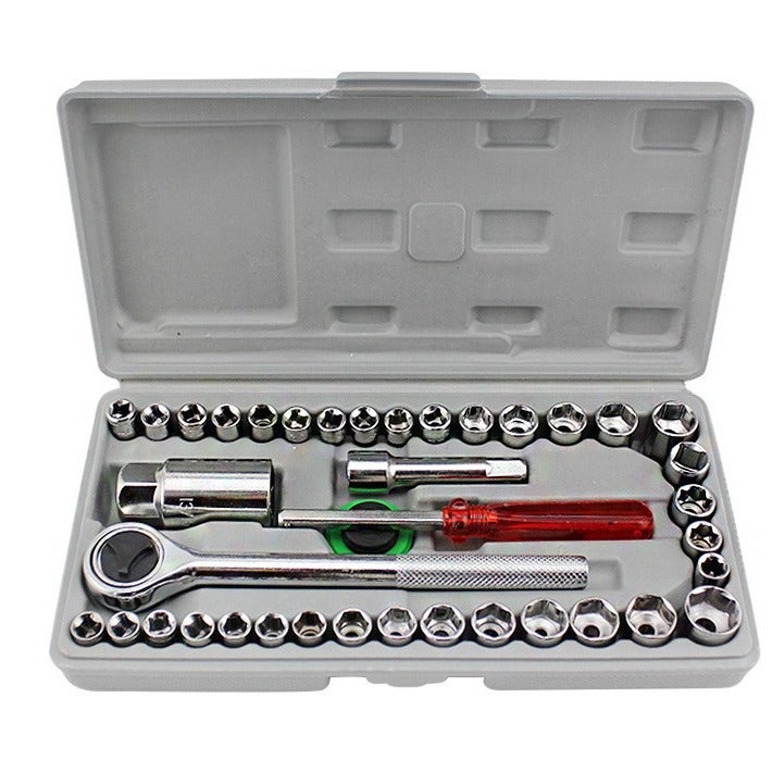 Jeu De 30 Outils Pour Réparation De Pneus Auto - Clé à Cliquet, Douilles, Tiges - Nécessaire Voiture