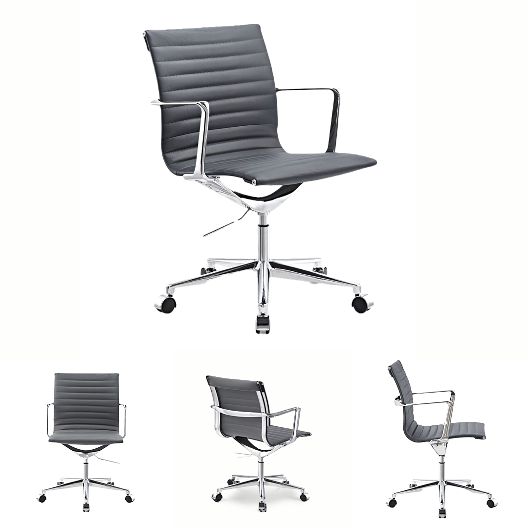 Furnicher Mateo - Chaise de Conférence - Gris Cuir - 57x59x92cm | Leroy ...
