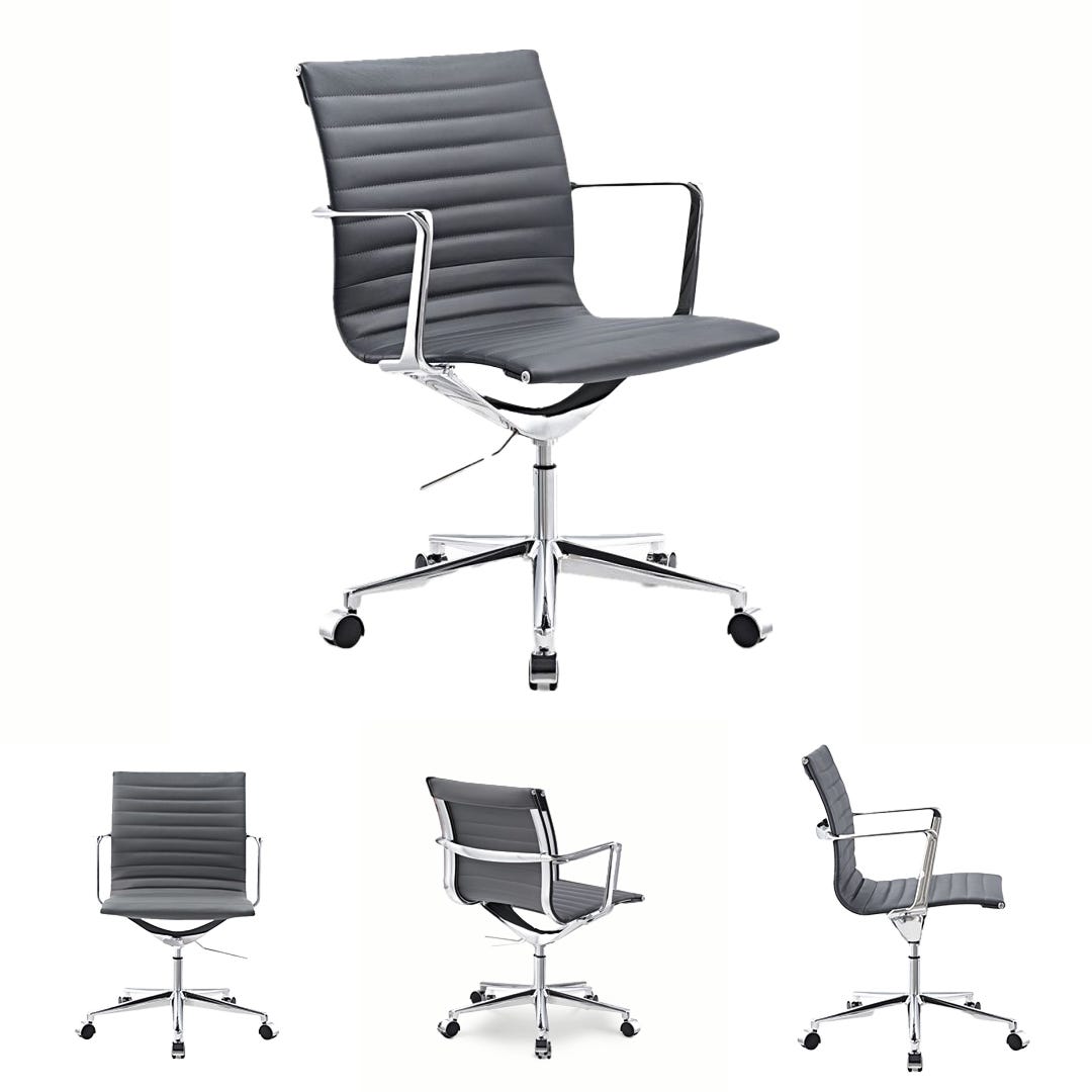 Funricher Furnicher Mateo - Chaise de Conférence - Gris Cuir - 57x59x92cm | Leroy ...