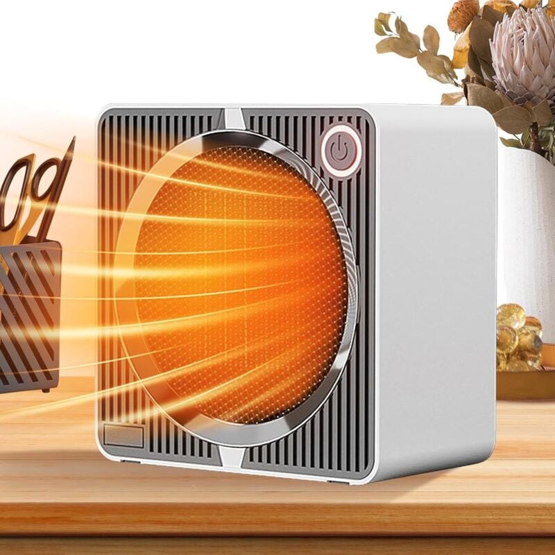 Mały, przenośny grzejnik – cichy, zasilany energią słoneczną, autonomiczny – idealny do gabinetów i biur – biały