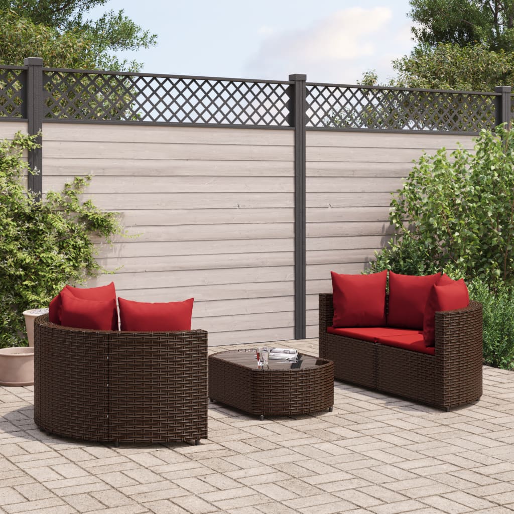 Salon bas de jardin en Rattan synthétique Marron 4 personnes | Leroy Merlin