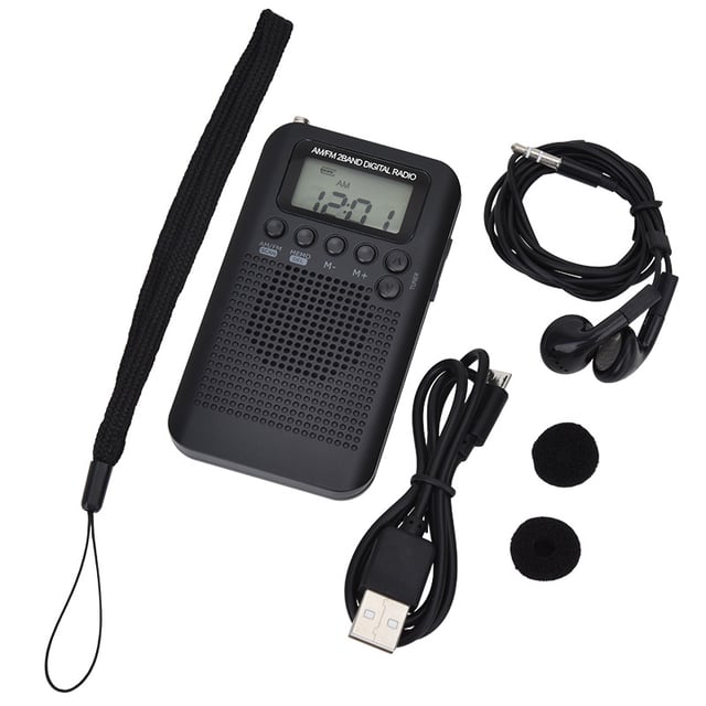 （103x60x15mm）Radio Portable Mini Radio de Poche avec Haut-Parleur FM/AM Numérique Stéréo DSP Récepteur avec Réveil et Minuterie
