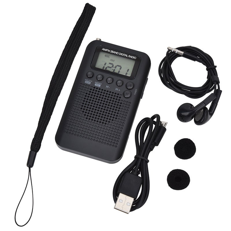 (103x60x15mm) Przenośne mini radio kieszonkowe z głośnikiem, cyfrowy odbiornik stereo FM/AM DSP z budzikiem i timerem do użytku domowego i na zewnątrz