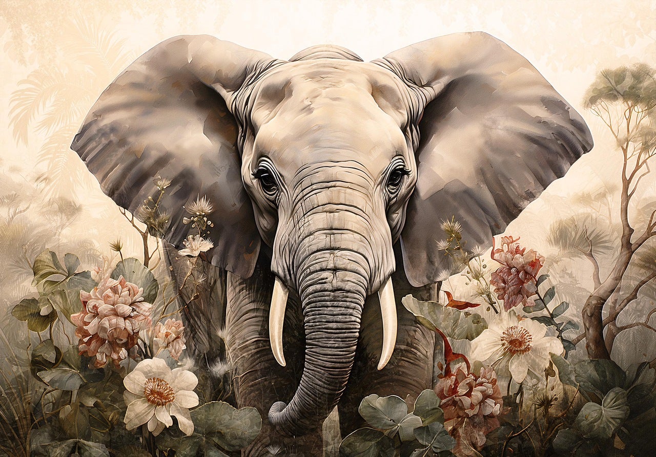 Fototapet flori animale Vlies Tapet Pentru Dormitor Camera Living Perete 368x254 cm