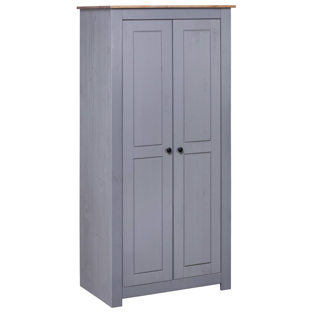 Armário de madeira maciça de pinho cinza Gama Panama 80x50x171,5 cm - COMFORTXL - 2