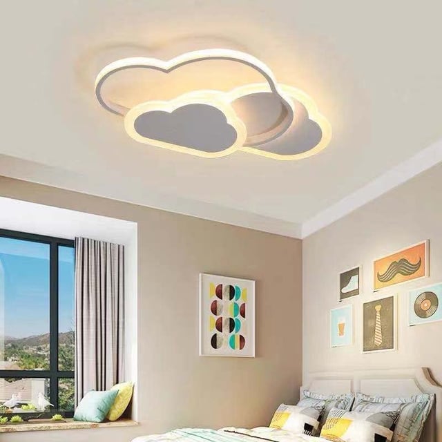 GOECO Plafonnier LED, éclairage de décoration intérieure, lustre blanc en acrylique 32W, lampe de plafond en forme de nuage pour chambre d'enfants