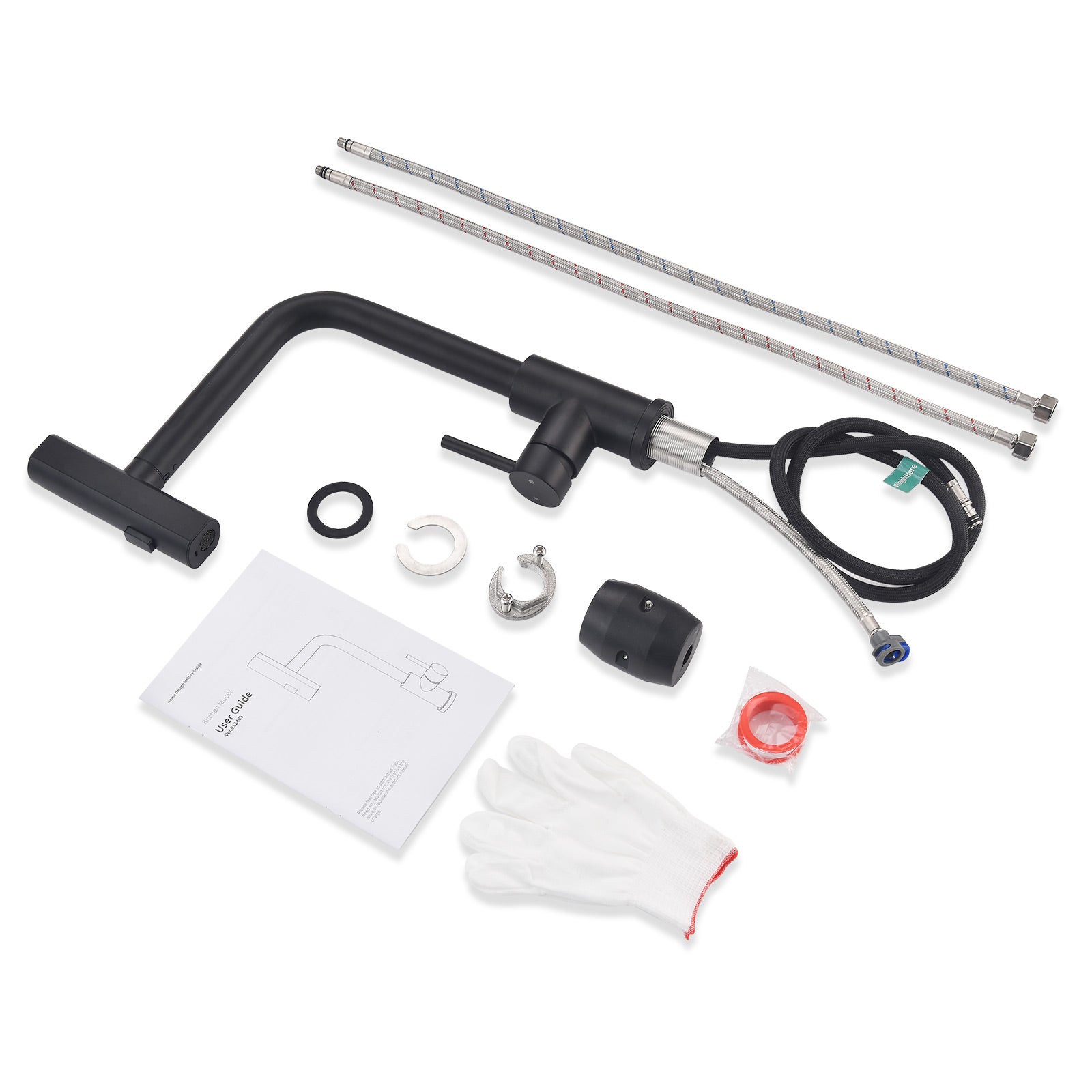 Robinet de Cuisine Noir avec Douchette Extracible Mitigeur d'Évier à 3 Modes de Pulvérisation Robinet de Cuisine Monocommande, Rotatif à 360 ° - 9