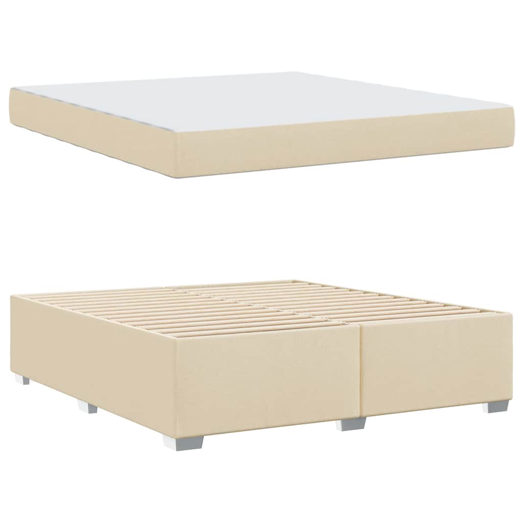Cadre de lit avec matelas en tissu crème pour la chambre, 180 × 200 cm - 4