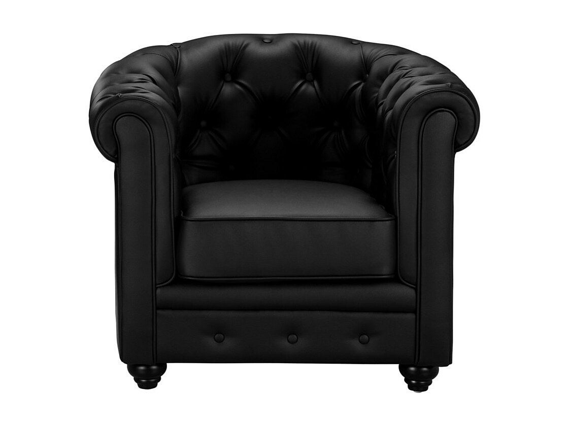 Lot de 2 Fauteuils CHESTERFIELD - Simili Noir - 3