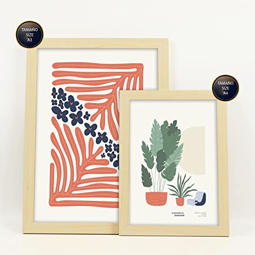 Nacnic Lot De 6 Affiches Minimalisme Aux Couleurs Pastel Collection D'été Impressions De Paysage Et De Nature Et La Décoration A3 & A4 Cadres En Bois - 2