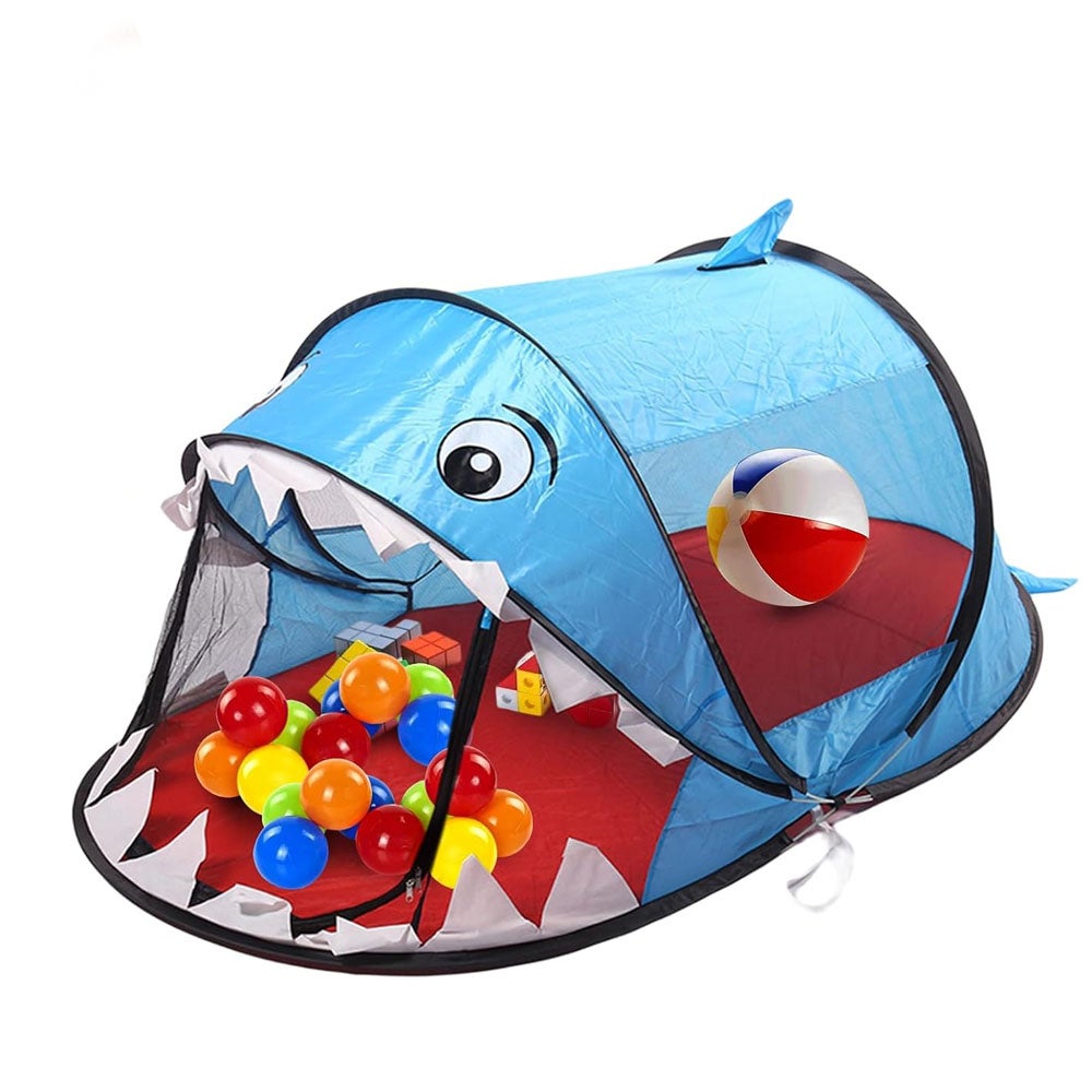 Składany namiot dziecięcy Shark, wiatroszczelny i chroniący przed komarami, interaktywny domek do zabawy dla rodziców i dzieci, 180×95×80 cm