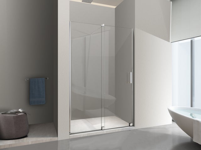 NALA Porte pour installation en niche type Walk-In coulissante H 200, cadre chromé réversible Cm.150 réglable 146-150 cm