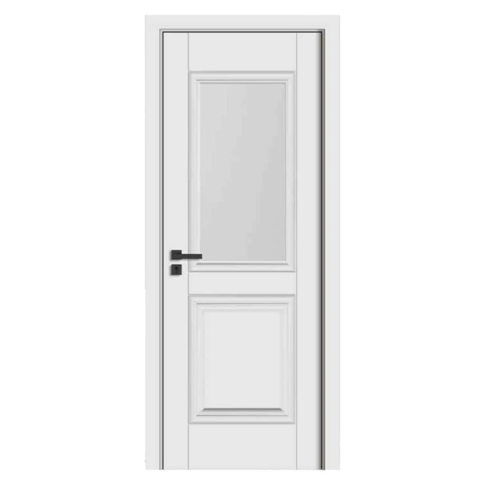 Usa interior din MDF Novo Doors ND13 LUX PREMIUM, Cadru lemn masiv, Kit complet, Toc reglabil 10 cm inclus, Plinta pe Ambele Parti, 80x200 cm, Alb