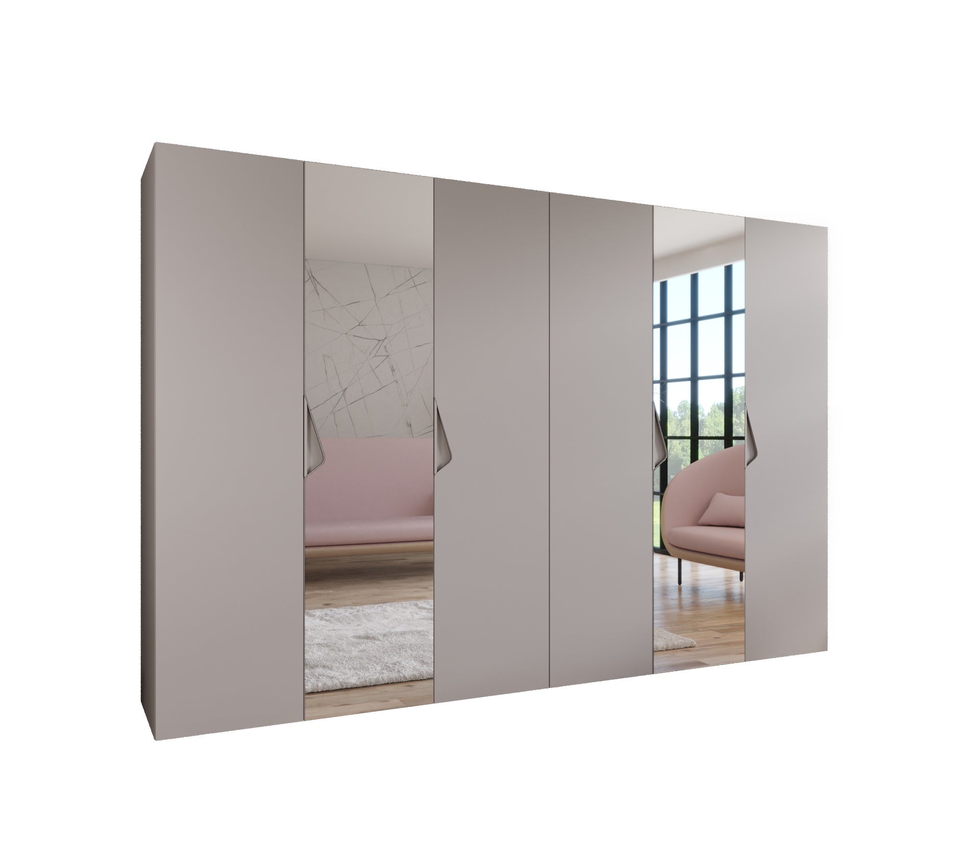 Szafa uchylna otwierana Sandi 2 300 (150x2) x 52 x 202 cm kaszmir + u. Kaszmir Abiks Meble