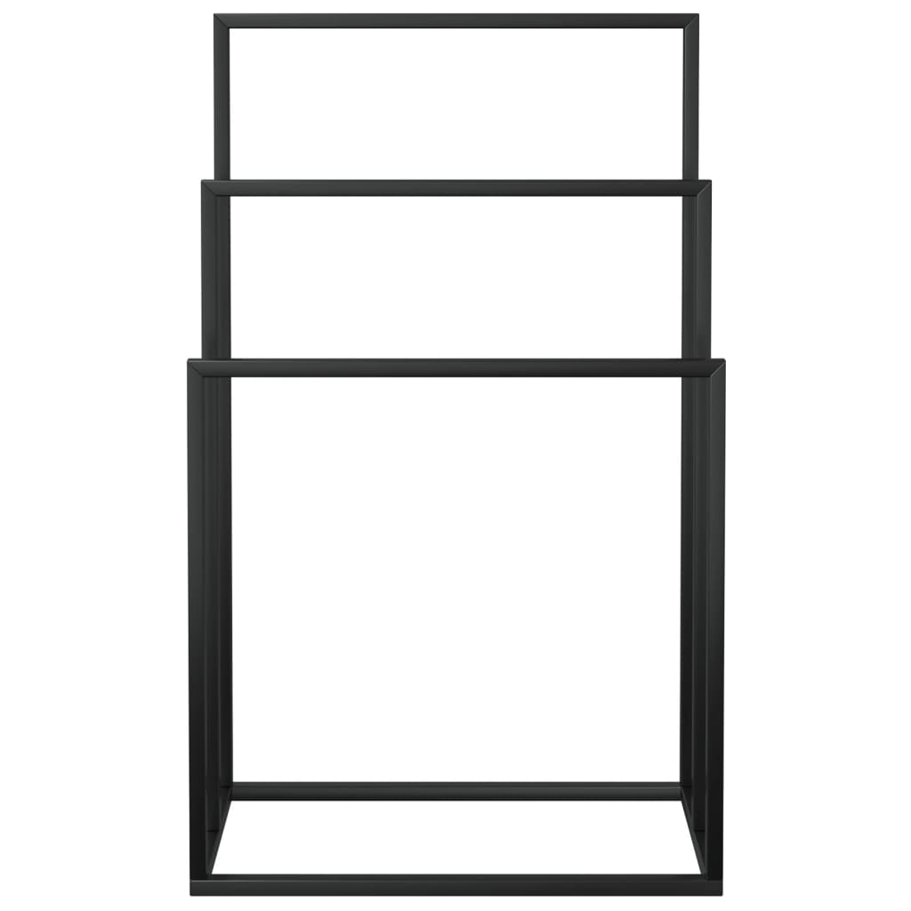 Porte-serviettes sur pied Noir 48x24x79 cm Fer - 3