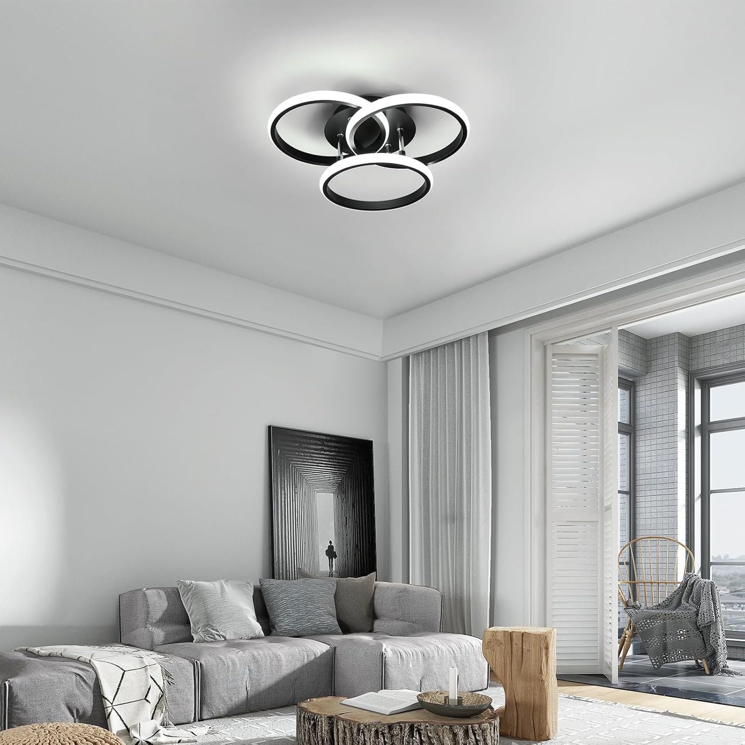Plafonnier LED Réglable 100x25cm avec Télécommande, 28W Lampe de
