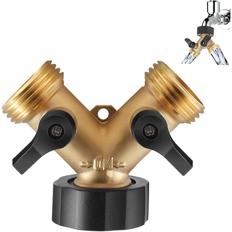 Mosiężne złącze kranu ogrodowego, 2-drożne złącze kranu Y do węży zasilających 3/4"