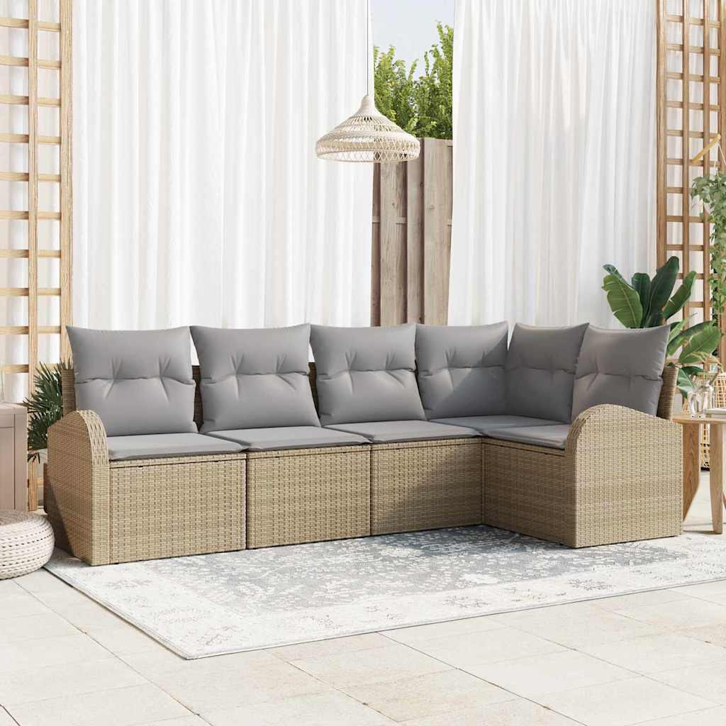 Zestaw Sof z poduszką 5 pcs Beżowy Poliester vidaXL