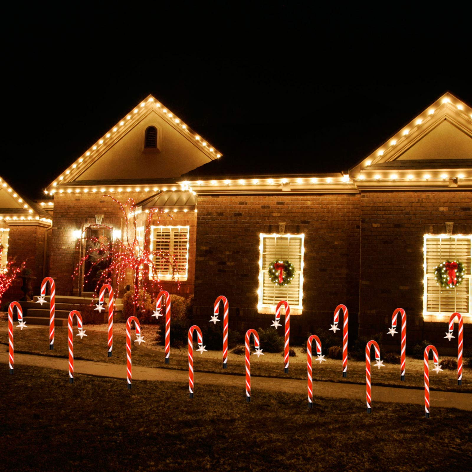 Zestaw 22 solarnych lampek choinkowych w kształcie laski cukrowej Wodoodporne solarne lampki choinkowe, ozdoby świąteczne, lampki solarne na paliki - 2