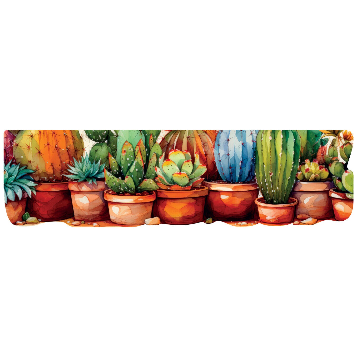 Alfombra de cocina silueta pvc moderno colorido antideslizante impresión digital le forme cactus - 50x180 cm