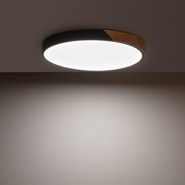 Ledkia Plafón LED 36W Circular Madera Ø500 mm CCT Seleccionable Semi-Dari Negro - 9