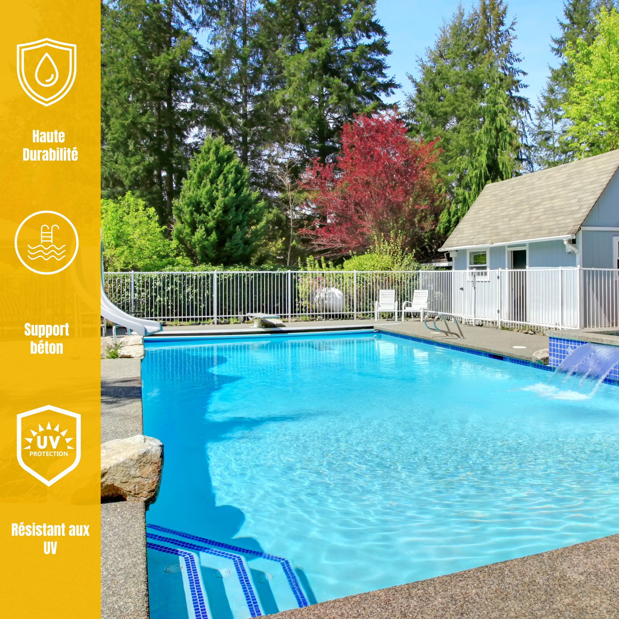 Peinture Piscine béton 3 en 1 DECOLOR - Bleu 11KG (30-40m² 2 couches) Haute résistance au chlore, alcalis - 3