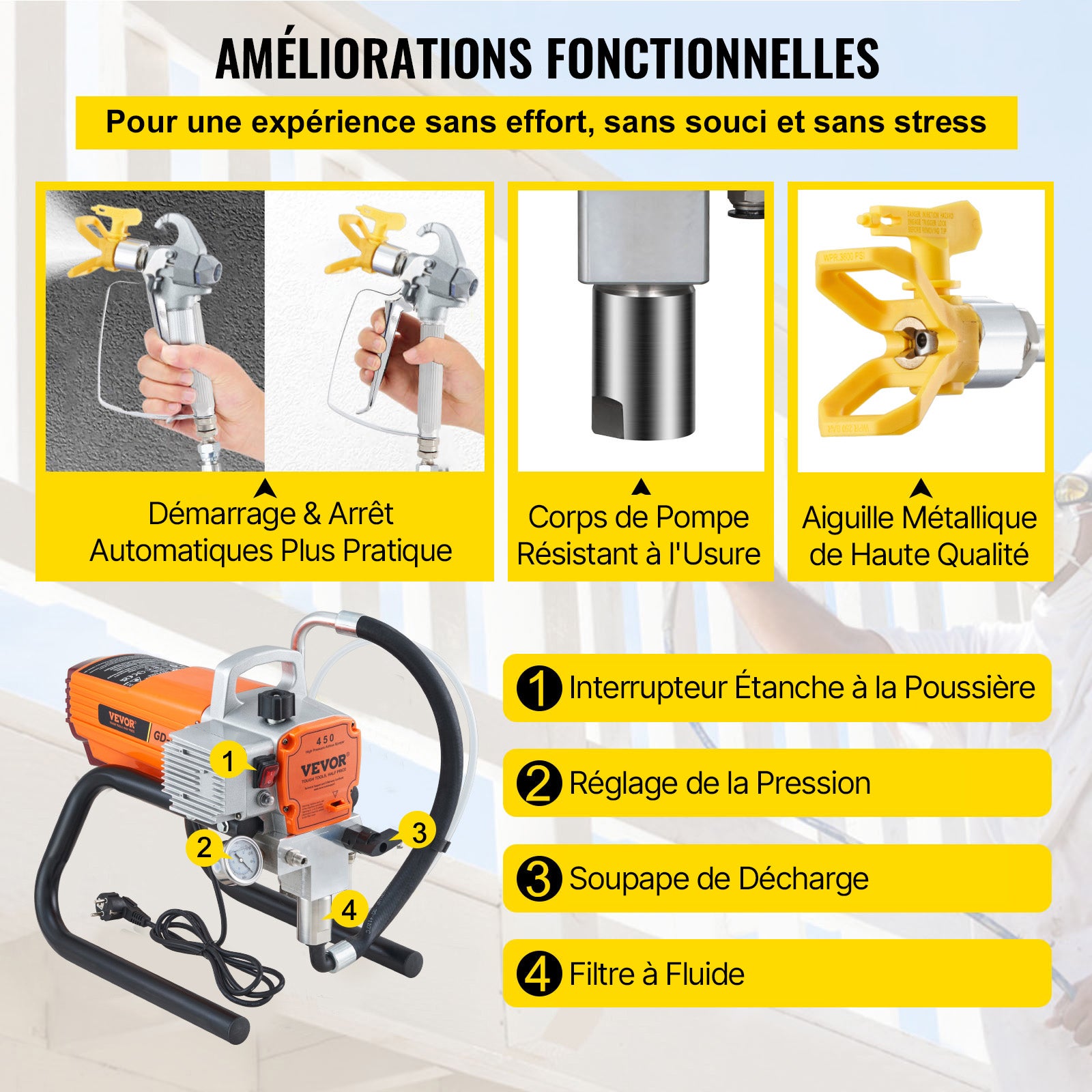 Wysokociśnieniowy pistolet natryskowy z pistoletem natryskowym 1800 W 1,8 l/min VEVOR - 6