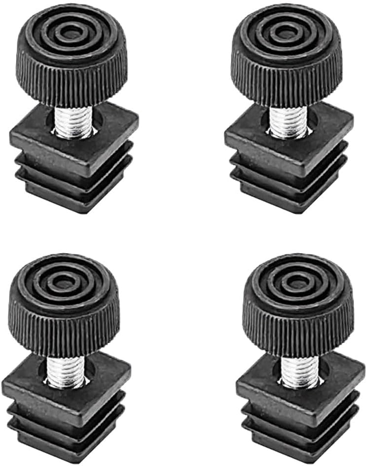 Zestaw 4 nóżek poziomujących do nóg krzeseł - 20 x 20 mm - końcówki gwintowane M8 - czarne