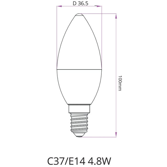 Ampoule LED E14 4.8W C37 180° - Pack de 10 / Blanc Chaud 2300K - 3500K - SILUMEN - 4