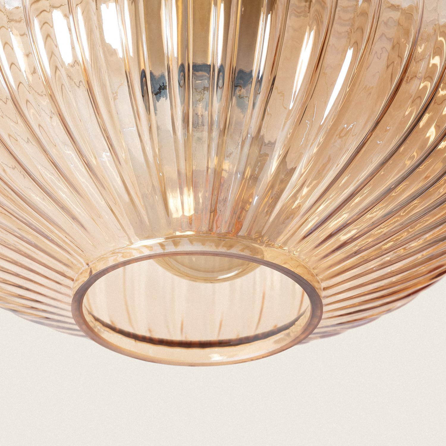 Plafonnier Classique Conte - 2 Lumières - Cristal Ambre Murano - Métal - Fait Main En Italie