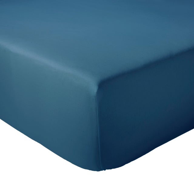 Drap housse 80x200 cm bonnet 40 cm percale de coton PASSION PERCALE bleu Cobalt