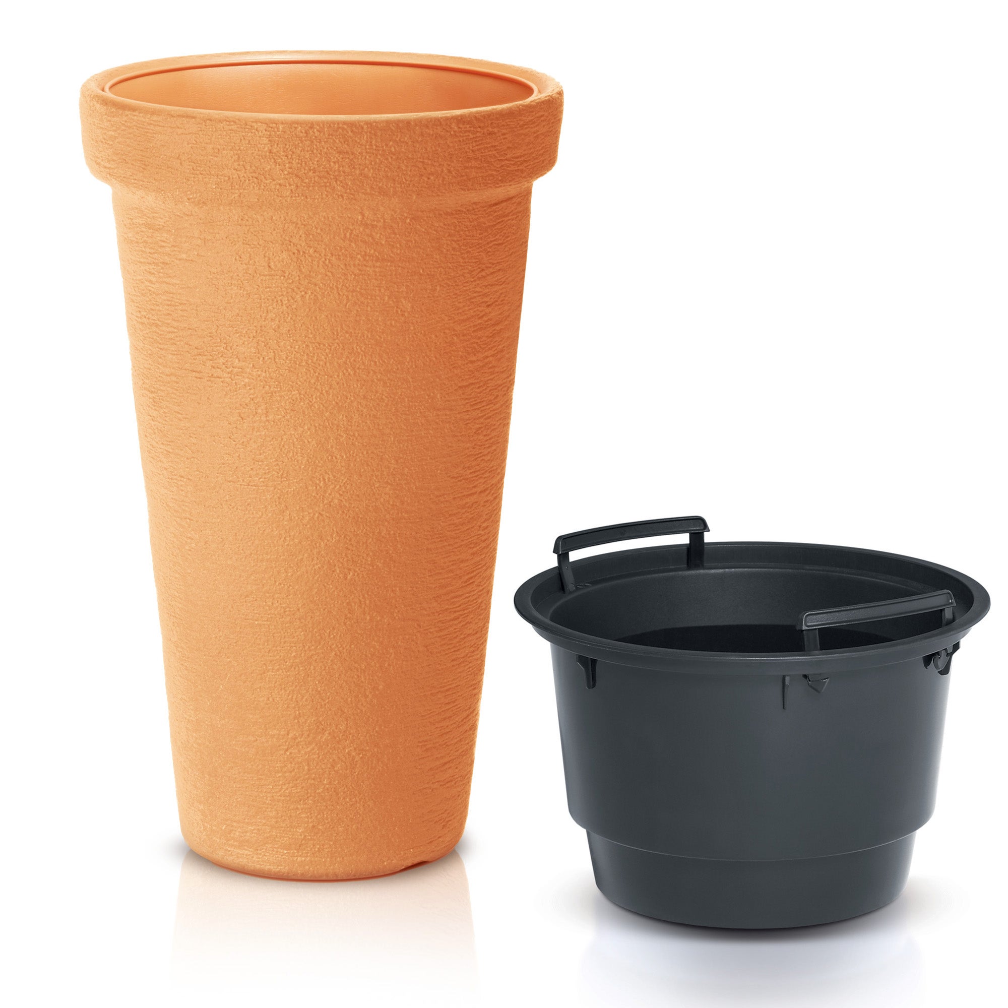 Doniczka Ogrodowa EDANTI 30 cm Efekt Cegły Wysoka Okrągła Do Ogrodu Pomarańczowa 1 szt.