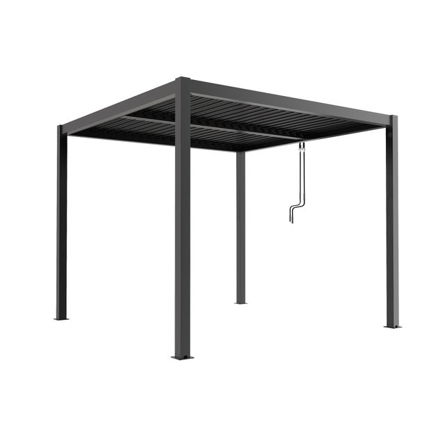 MilaniHome.it - Pergola bioclimatica in alluminio con lamelle regolabili colore grigio scuro antracitedi coloreGrigio scuro