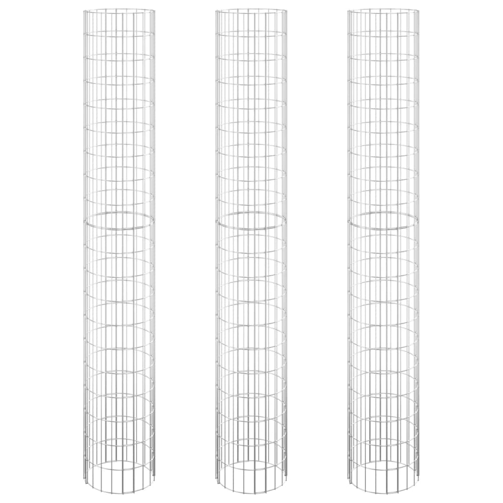 3 piezas arriates gaviones，jardinera，maceta circular acero galvanizado ø30x200 cm cfw72726