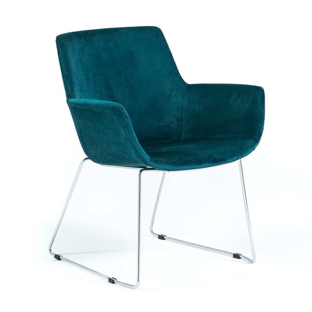 Sedia imbottita con struttura in legno e tessuto grigio Eric
