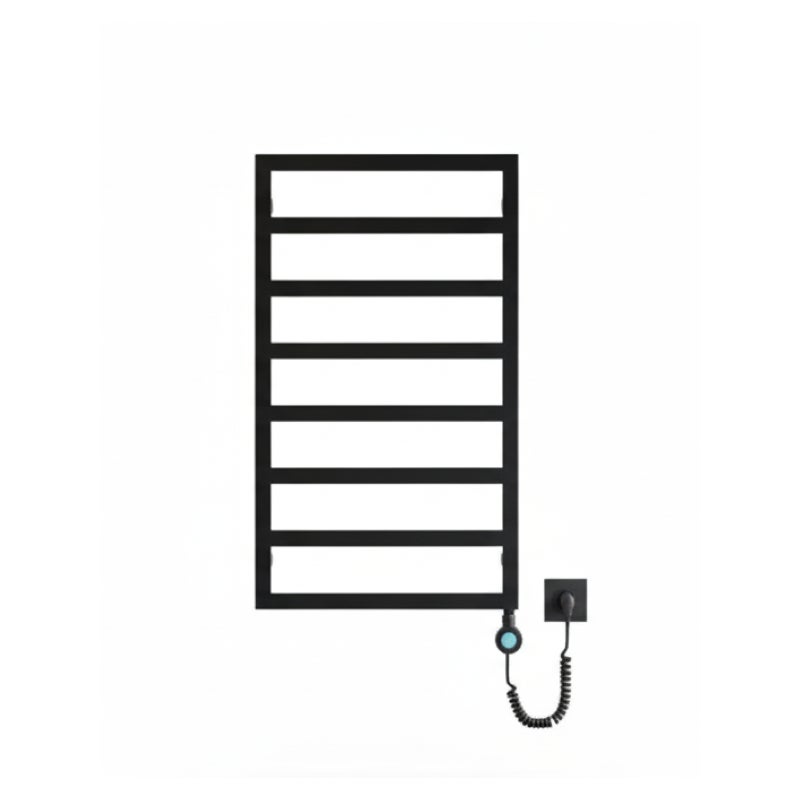 Grzejnik łazienkowy elekryczny Atria Elektro 87x50 cm czarny mat str grzałka 200W LUXRAD