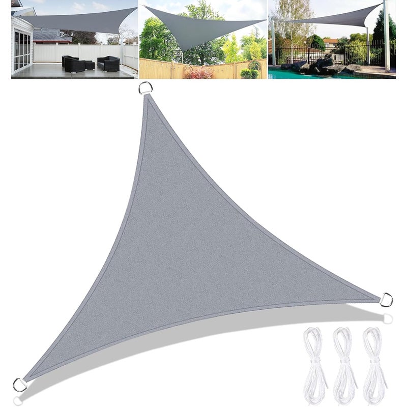 Trójkątny żagiel przeciwsłoneczny 3 x 3 x 3 m - wodoodporny i wiatroodporny - z ochroną UV do ogrodu, na patio, na zewnątrz, na kemping - szary