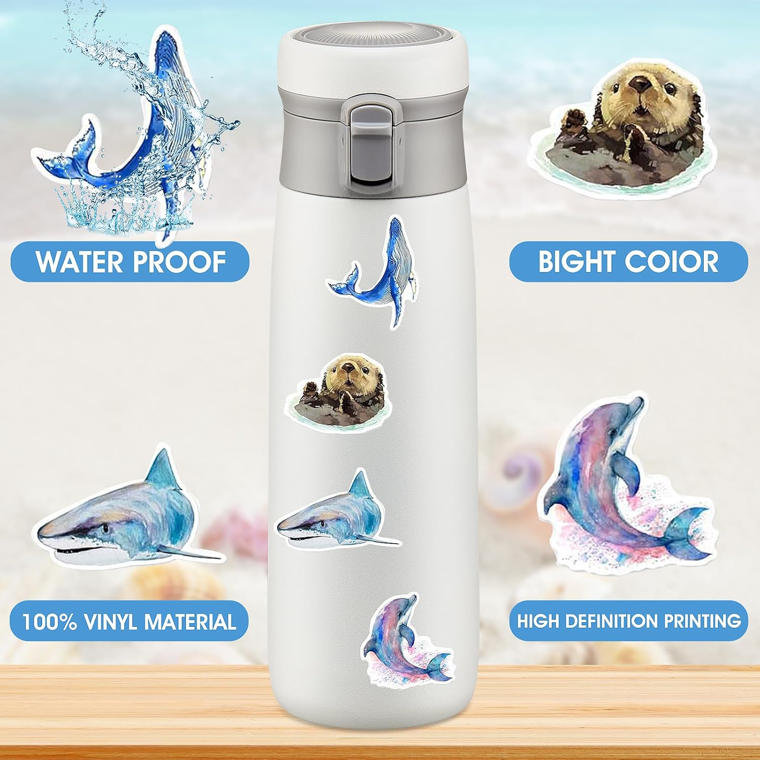 100 Adesivi Vinilici Impermeabili Con Lontre Marine E Di Fiume – Per Laptop, Borracce, Regalo Per Bambini